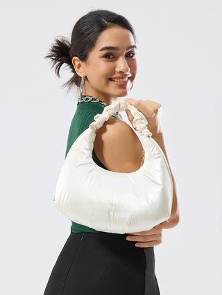 Shanghai Vegan Shoulder Bag Pearl - Jennu vegan handbag