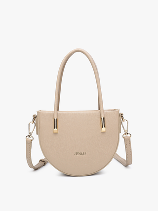 Napa Vegan Half-Moon Satchel in Taupe-Beige, halbmondförmig mit Schulterriemen