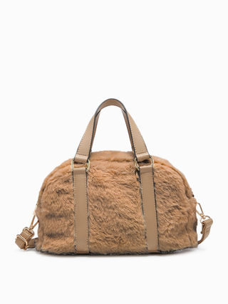 Sherpa Boston bag in tan/brown with tan straps and gold-tone hardware accents