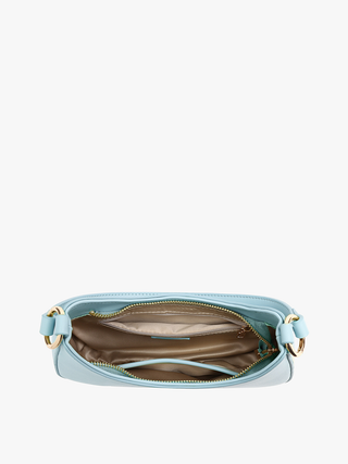 Manila vegan shoulder bag interior view with zipper pocket and stitched lining