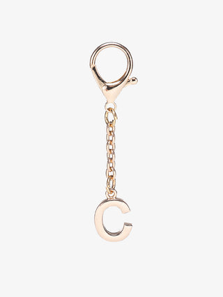 Letter bag charm with gold-tone chain and keyring, letter C pendant