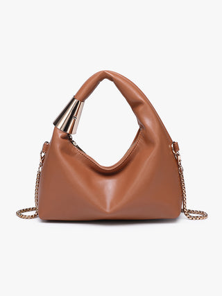 Rosario Vegan Crossbody in Light brown with bronze-tone chain strap and scoop opening