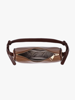 Montreal Vegan Shoulder Bag taupe-brown with open top zipper and stitched interior