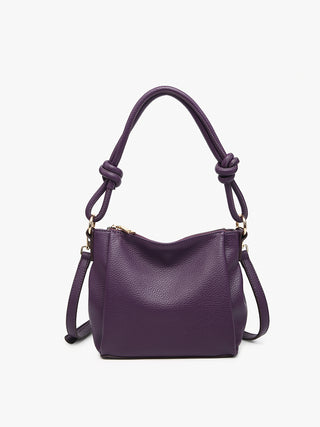 Chicago vegan knotted shoulder bag, midnight purple, slouchy hobo with twisted rope handles
