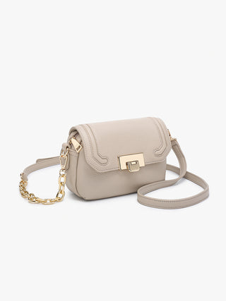 Casablanca vegan push-lock crossbody in Taupe with front flap and gold-tone hardware
