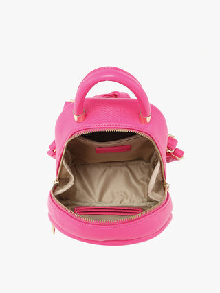 Valencia Vegan Backpack fuchsia, open top with inner slip pocket and zip closure