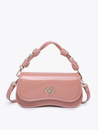 Osaka vegan crossbody nude pink with braided handles, flap front, and side straps