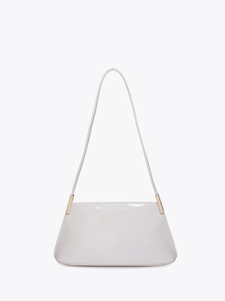 Off-white vegan shoulder bag with curved handles and gold-tone hardware