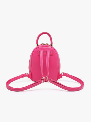 Valencia Vegan Backpack fuchsia, back view with adjustable straps and top handle