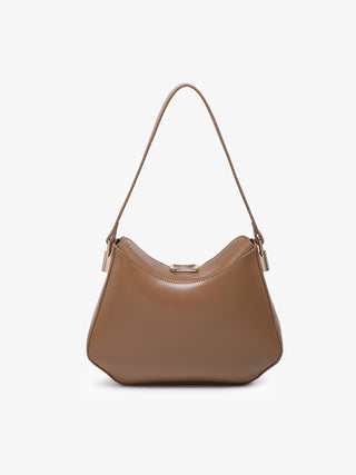 Incheon Vegan Shoulder Bag in camel brown, single-strap hobo bag with top clasp