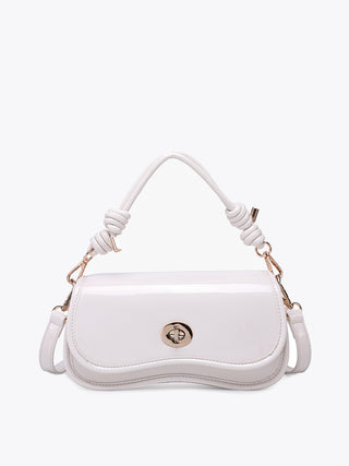 Osaka vegan crossbody off-white with braided handles, flap front, and crossbody strap