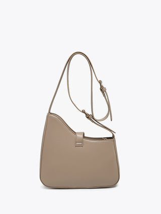 Havana vegan shoulder bag (Bone) with structured handle and center front clasp