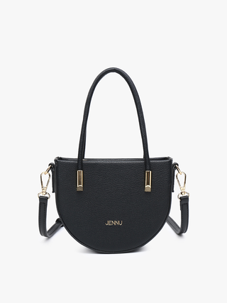 Napa Vegan Half-Moon Satchel in Schwarz, strukturierte Optik mit Metallbügeln