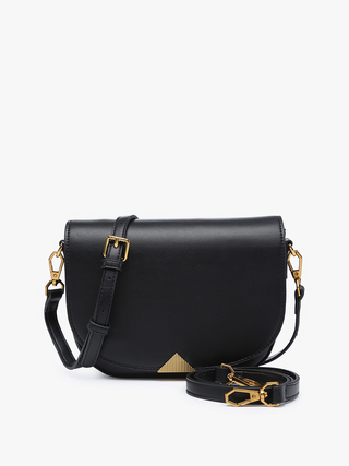 Milan vegan Crossbody, schwarz, goldfarbene Schnalle, kurzer Magnetverschluss vorne
