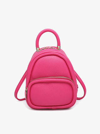 Valencia Vegan Backpack fuchsia mini backpack with front zip pocket