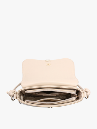 Fiji vegan curved shoulder bag open top showing inner lining and zip pocket