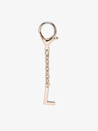 Letter bag charm with gold-tone chain and keyring, letter L pendant
