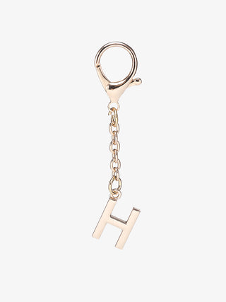 Letter bag charm with gold-tone chain and keyring, letter H pendant