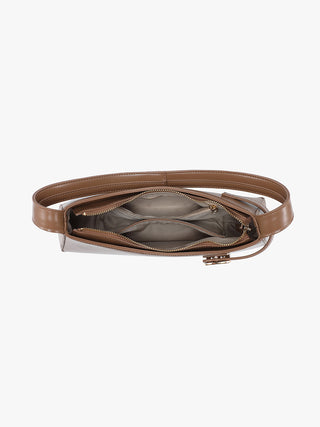 Rome shoulder bag, brown interior view with zipper and top handle
