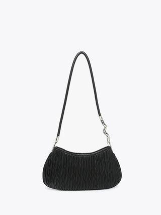 Nassau vegane Schultertasche, Schwarz, strukturierte Oberfläche, Trageriemen mit Kettenhaken