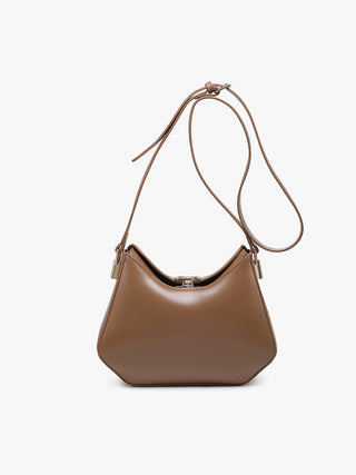 Incheon Vegan Shoulder Bag in dark khaki brown, top clasp and adjustable shoulder strap