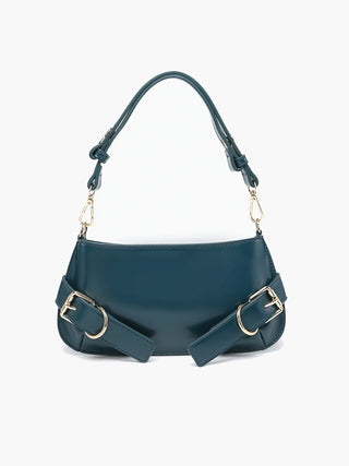 Winnipeg Vegan Shoulder Bag in peacock teal with gold-tone chain straps