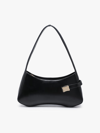 Rome shoulder bag, black with front clasp detail and curved top handle