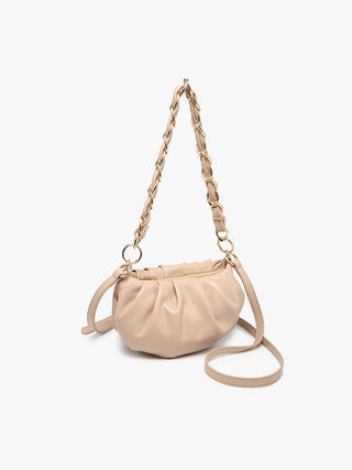 Light beige Tijuana vegan shoulder bag, chain handles and slim crossbody strap