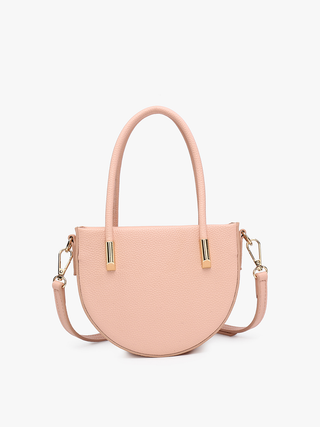 Napa Vegan Half-Moon Satchel, halbmondförmig in hellrosa, mit Schulterriemen