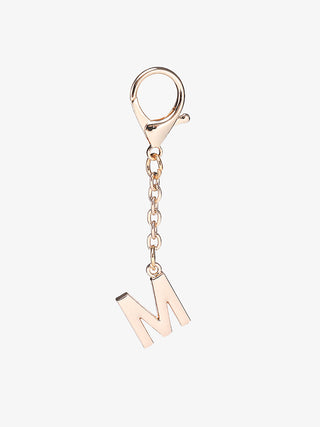 Letter bag charm with gold-tone chain and keyring, letter M pendant