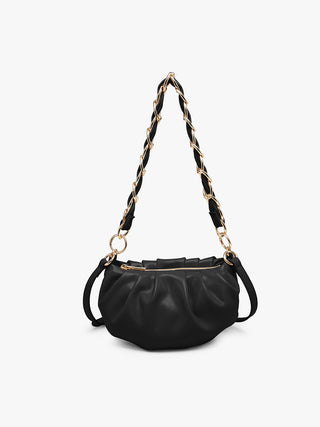 Black Tijuana vegan shoulder bag with gold chain straps and soft gathered front