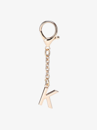 Letter bag charm with gold-tone chain and loop, A-shaped metal letter