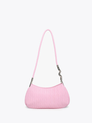 Nassau vegane Schultertasche, Bubblegum/Rosa, strukturierte Prägung, Kettenhaken